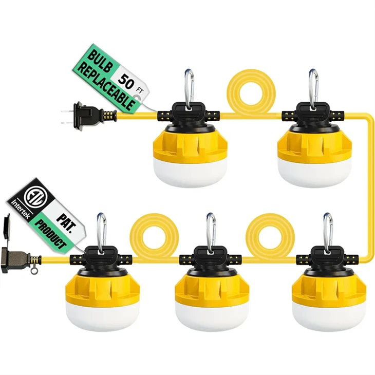 50ft 50 polttimo 55W 1100LM väliaikaiset rakennusnauhat LED-valot