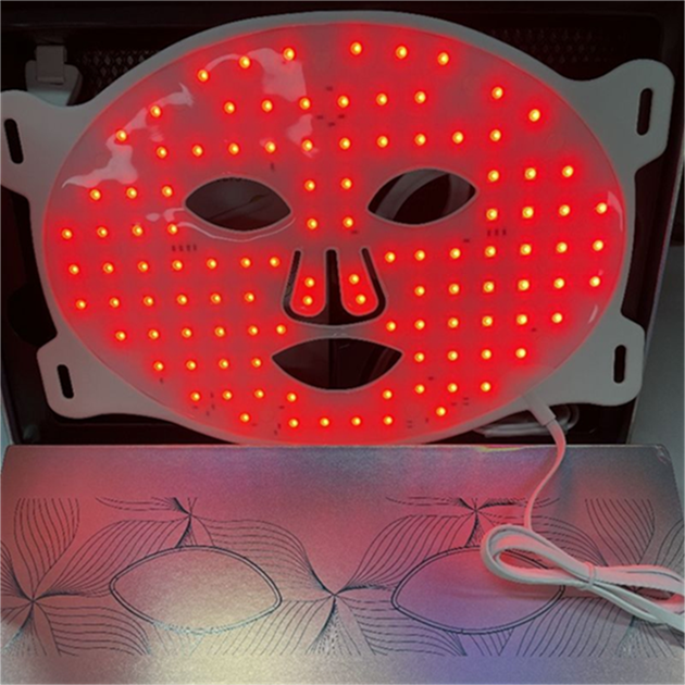 LED Light Therapy Mask - 7 Color Facial Treatment With Black & Red Light