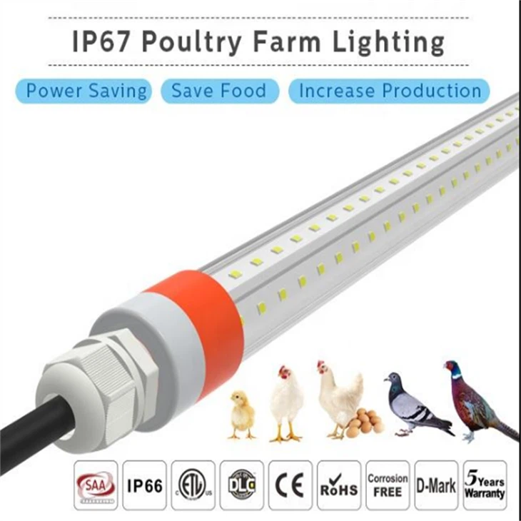 Waterproof LED Tri-Proof Lights For Poultry & Livestock IP67 IK10